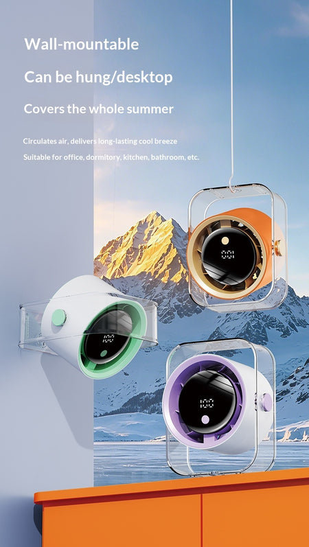 100-Speed Touchscreen Desk Fan: Desk, Wall or Hang It Anywhere